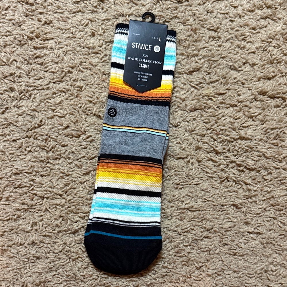 Stance Kids Striped Socks - Black, Gray, Blue, Yellow